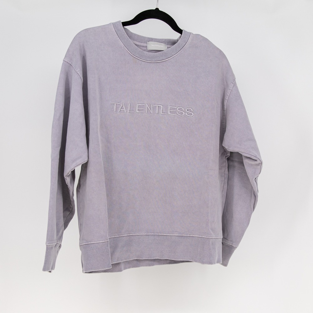 Talentless Women's Cotton Terry Lined Crew Neck Embroidered Sweatshirt Sweater